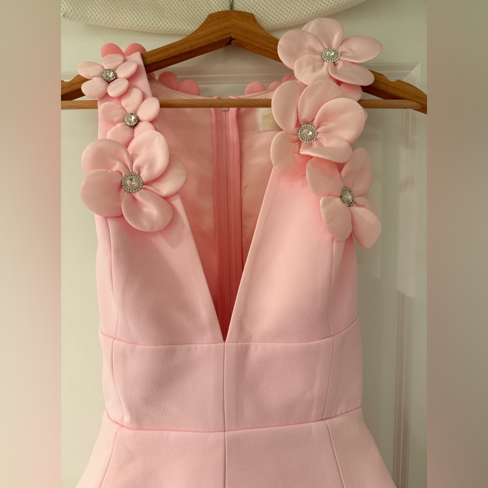 NWOT BRONX AND BANCO Estelle Blush Mini Dress ,Elegant Pink Floral Dress - Picture 7 of 15